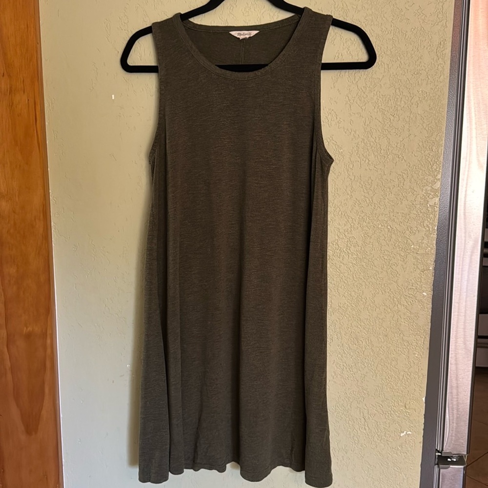 Madewell Highpoint Sleeveless Tank Dress Olive Green